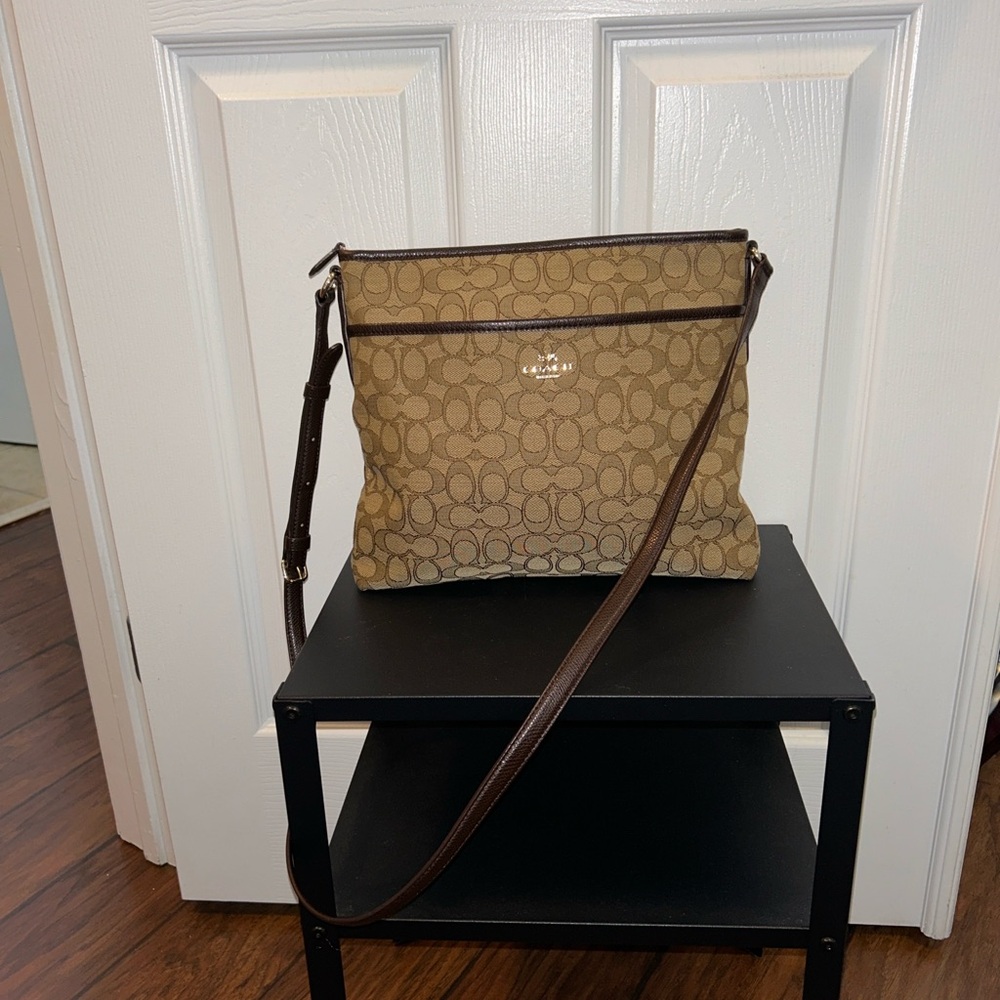 Coach Tan and Brown Messenger Bag